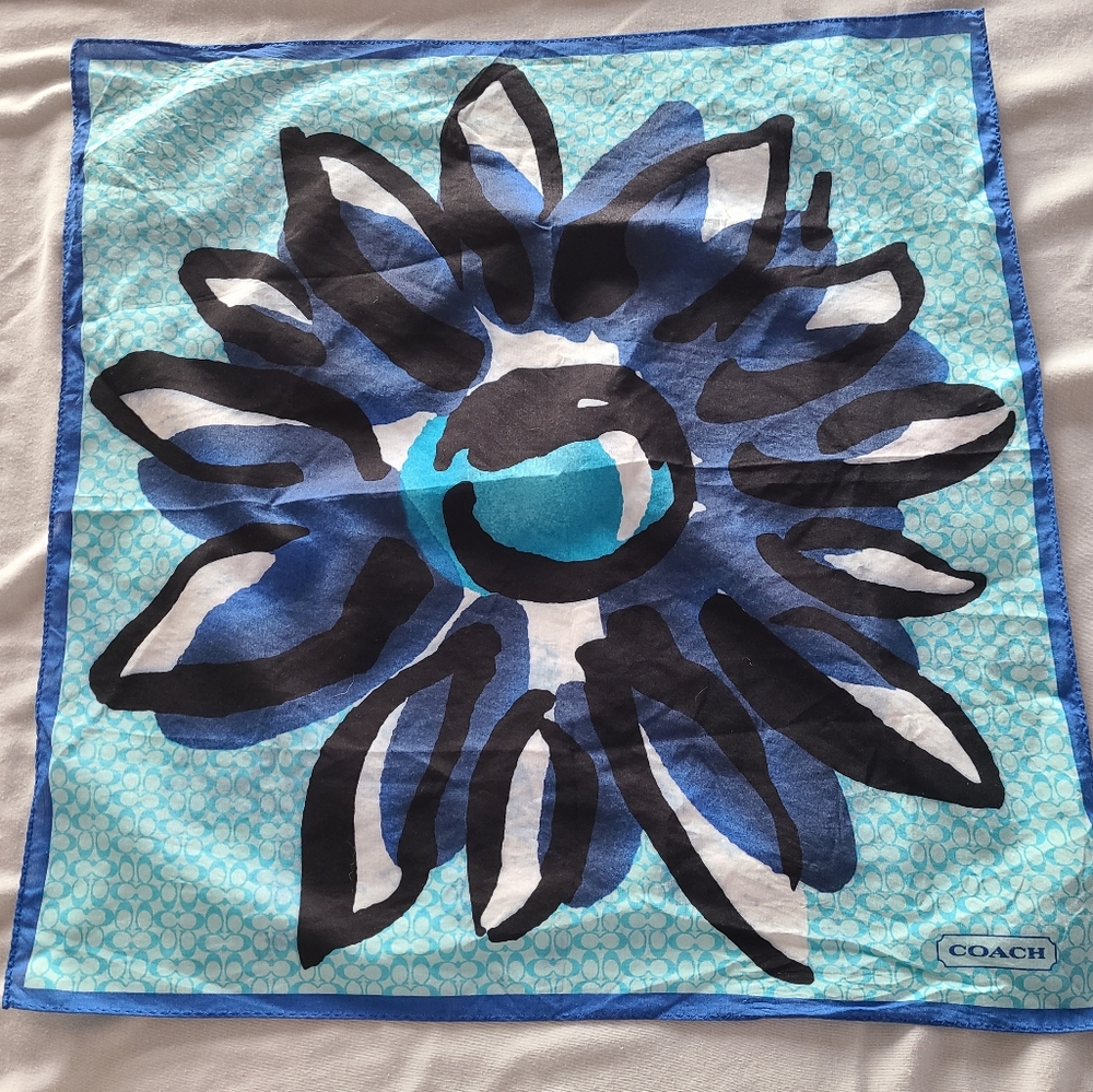 Coach blue and white flower scarf